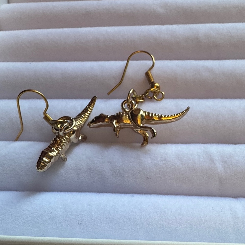 Gold Dinosaur Earrings
